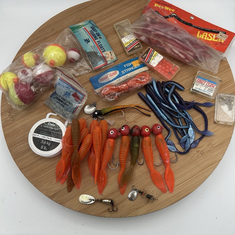 Lot Of Lures variety of old and New jigheads, floats line etc -see pics Fishing